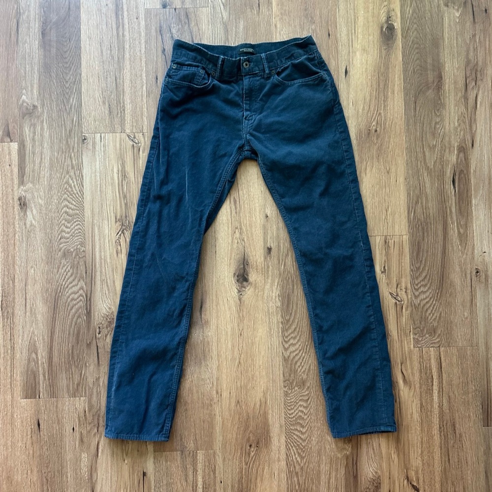 Banana Republic Mens Pima Cotton Corduroy Pants 32x34 Teal Blue Straight Leg